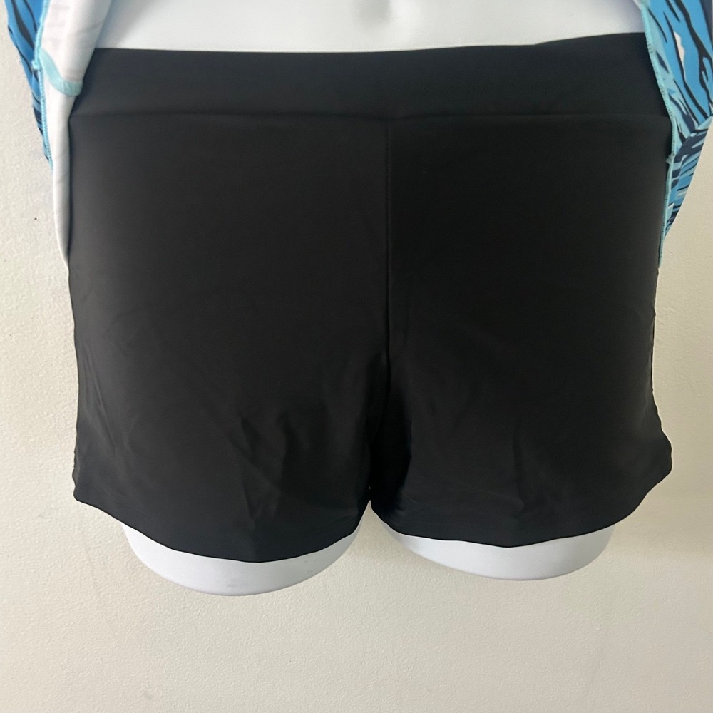 Women's Blue Wave Tankini Boy Shorts Padded Adjustable Two-Piece Swimsuit Large - Picture 5 of 10